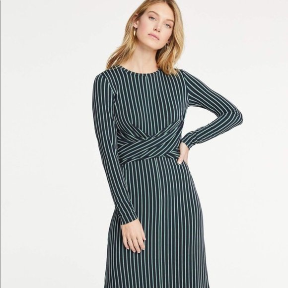 Ann Taylor Dresses & Skirts - Ann Taylor Green, Navy, White, Wrap Front Dress